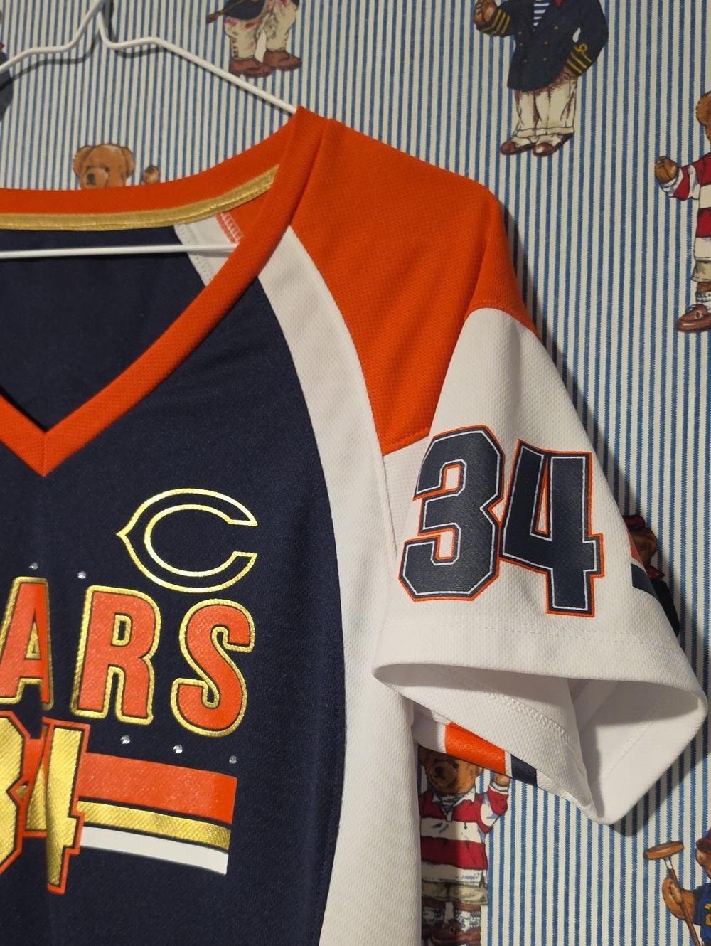 Payton Bears Hall Of Fame Football Jersey Orange Navy Gold Womens Medium - Picture 6 of 15